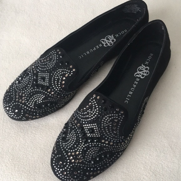 Shoes - Rock & Republic black embellished flats sz 7.5